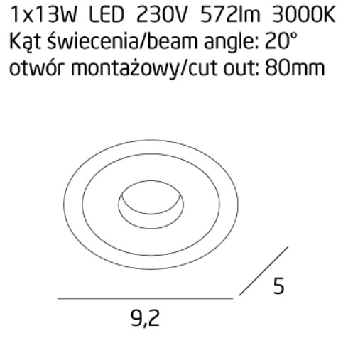 Spot rotund negru/alb iluminare LED Levon Ø 9,2 cm metal/sticla IP54, H0089 - Maxlight [4]