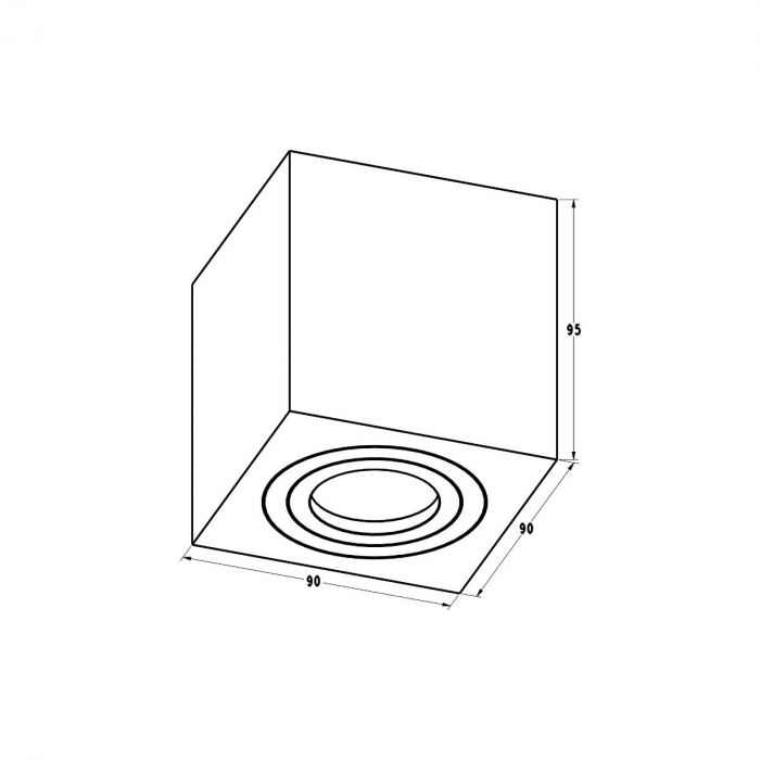 Spot tavan baie alb patrat QUARDIP SL 9x9 cm forma cub metal, 003064-011415 - Zumaline [2]