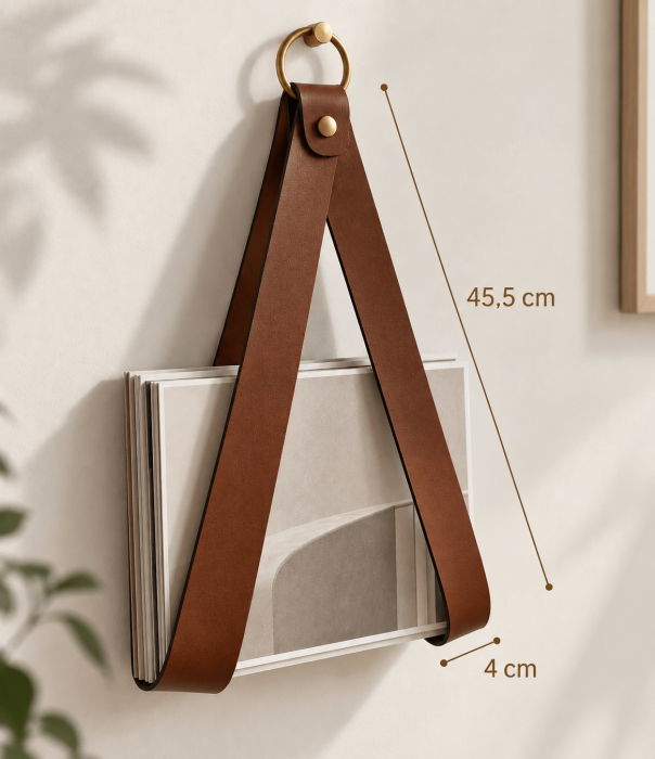 Suport de perete pentru cărți / ziare Belt, Metal Maro - SHP [5]