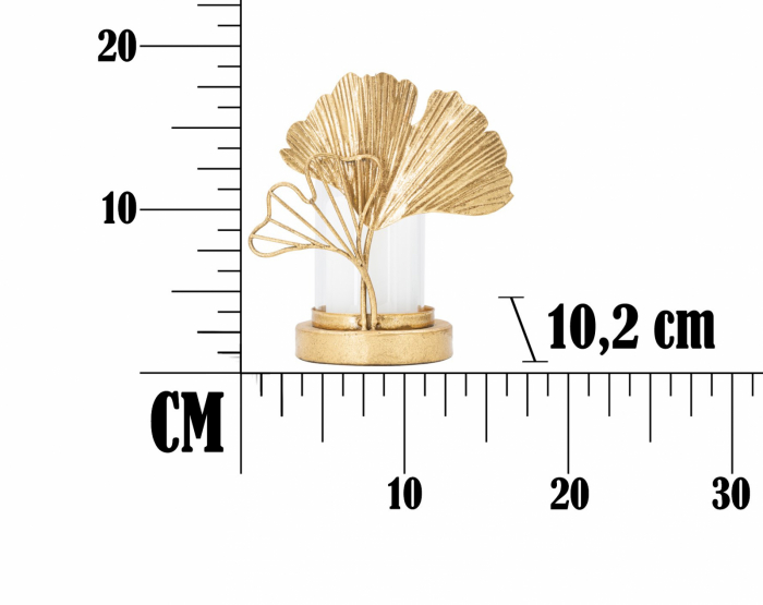 Suport lumanare auriu Ellis 17x10,2x18,2 cm metal si sticla, stil glam [7]