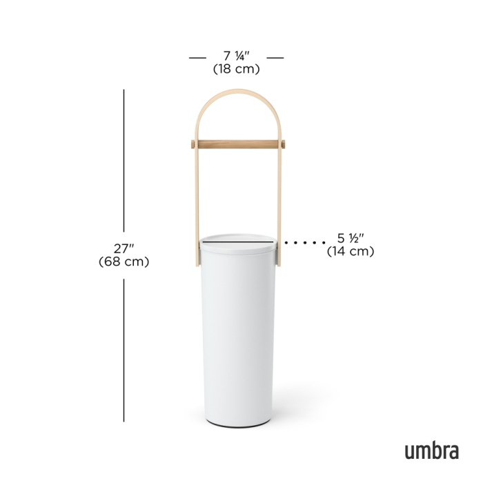 Suport pentru hârtie igienică Bellwood 18x18x68 cm, Lemn și Plastic Alb, Natural - Umbra [8]