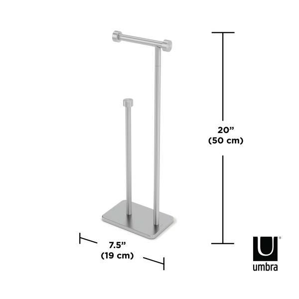 Suport pentru Hârtie Igienică Cappa 19x12x50 cm, Metal Lustruit Argintiu Ecologic - Umbra [7]