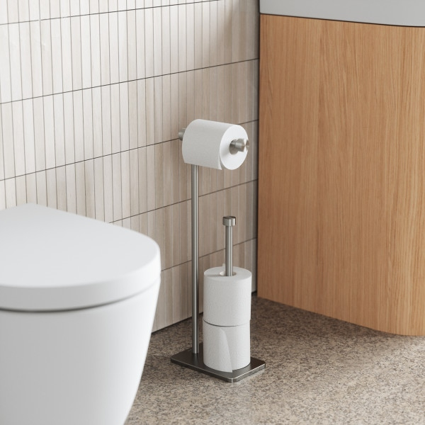 Suport pentru Hârtie Igienică Cappa 19x12x50 cm, Metal Lustruit Argintiu Ecologic - Umbra [5]