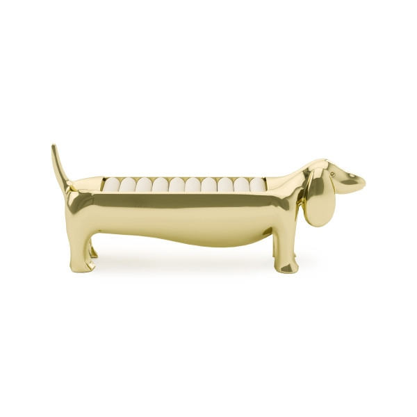 Suport pentru Inele Dachsie 14x4x6 cm, Metal și Catifea Auriu - Umbra [5]
