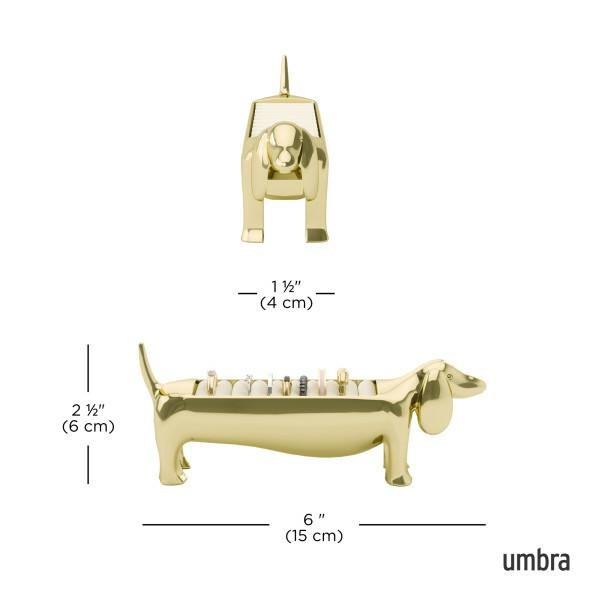 Suport pentru Inele Dachsie 14x4x6 cm, Metal și Catifea Auriu - Umbra [10]