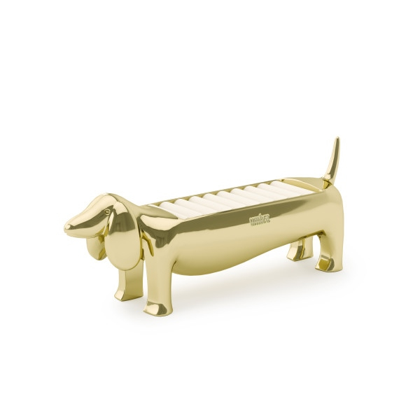 Suport pentru Inele Dachsie 14x4x6 cm, Metal și Catifea Auriu - Umbra [2]