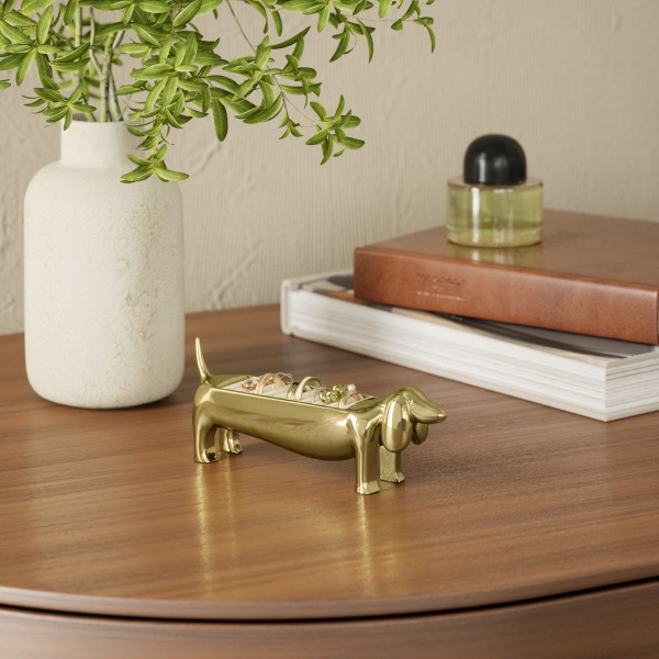 Suport pentru Inele Dachsie 14x4x6 cm, Metal și Catifea Auriu - Umbra [8]