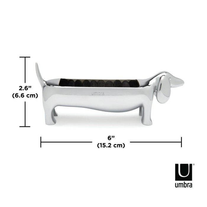 Suport pentru inele Dachsie 14x4x6 cm, Metal și Catifea Cromat - Umbra [6]