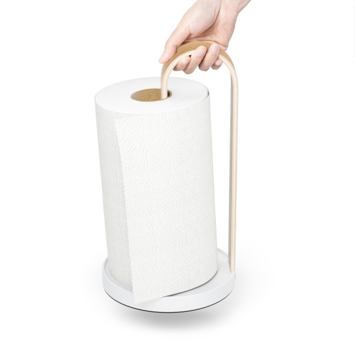 Suport pentru Prosop de Hârtie Bellwood 17x17x31 cm, Lemn Alb - Umbra [4]