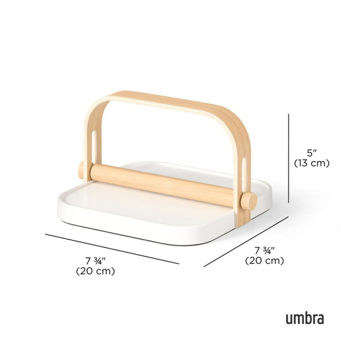 Suport pentru Șervețele Bellwood 20x20x13 cm, Lemn și Plastic Reciclat Natural Deschis; Alb Clasic - Umbra [6]