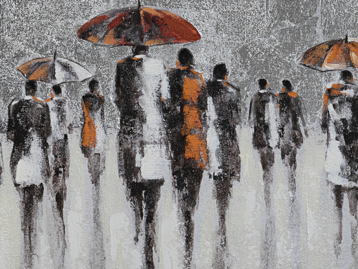 Tablou acrilic canvas inalt Lueve 70x140 cm abstract oameni cu umbrele, 263474 - Schuller [3]