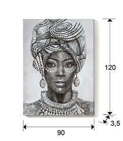 Tablou acrilic canvas alb-negru Tazma 90x120 cm femeie Africa, 207393 - Schuller [6]