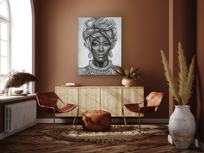 Tablou acrilic canvas alb-negru Tazma 90x120 cm femeie Africa, 207393 - Schuller [3]