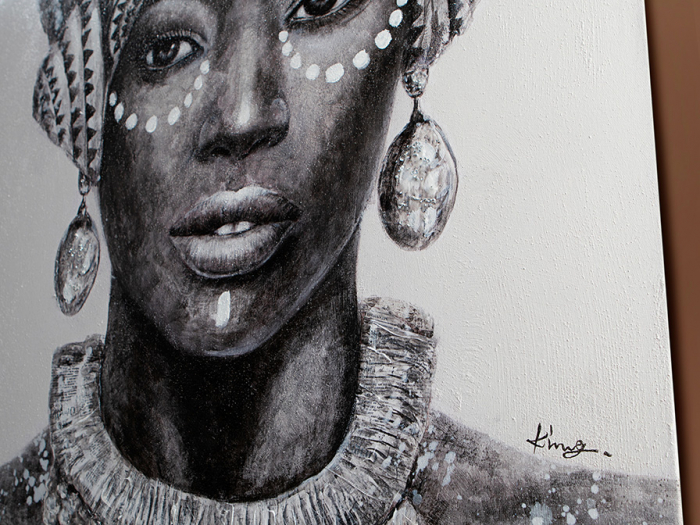 Tablou acrilic canvas alb-negru Tazma 90x120 cm femeie Africa, 207393 - Schuller [4]