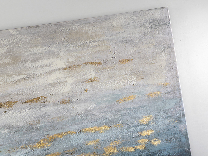 Tablou acrilic canvas Brumas 90x90 cm design abstract turcoaz/verde cu auriu, 293181 - Schuller [3]
