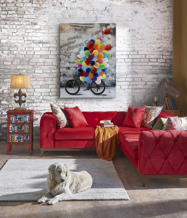 Tablou acrilic canvas Dreaming 90x120 cm alb-negru cu baloane colorate, 432986 - Schuller [4]