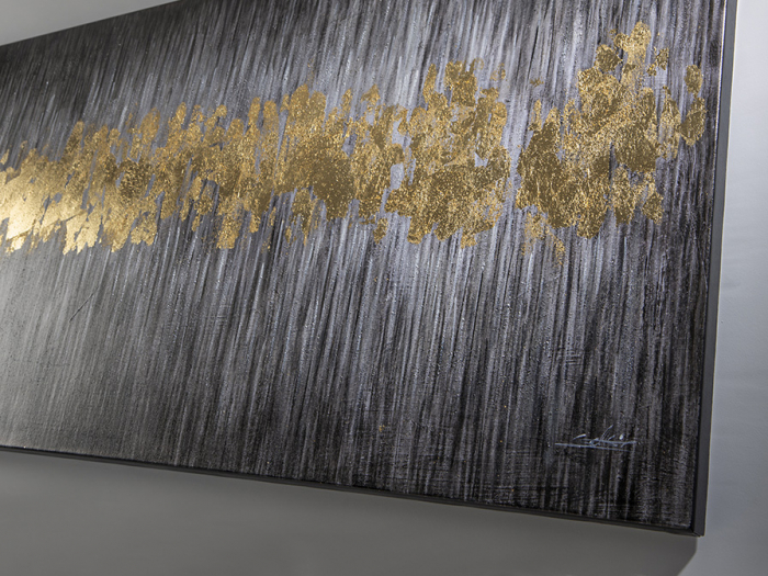 Tablou acrilic canvas Sendero 160x80 cm design abstract gri cu foita aurie, 285179 - Schuller [2]