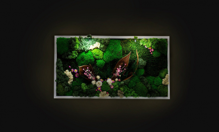 Tablou cu muschi naturali stabilizati si flori criogenate Pink Forest , diverse dimensiuni, TBMRO_30x60 - Lacraru [2]
