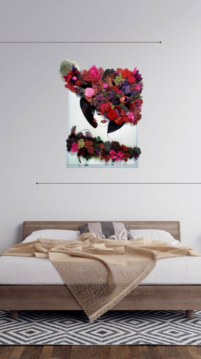 Tablou decorativ cu muschi si plante roz Lady A3, DPA4LFH_A3 - Lacraru [7]