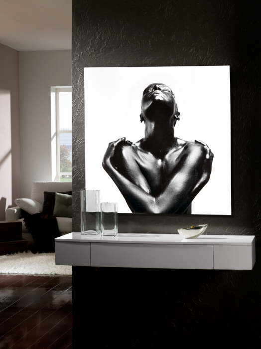Tablou decorativ print pe sticla securizata Ebano 100x100 cm alb-negru portret femeie, 978245 - Schuller [2]