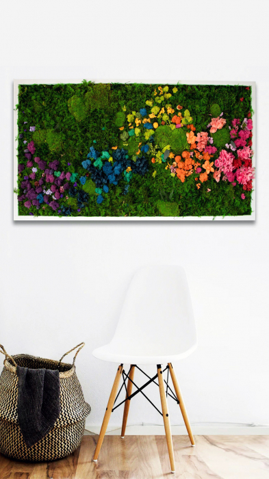 Tablou decorativ Rosy cu muschi, licheni si plante, diverse dimensiuni, TB60LMF_60x40_WH - Lacraru [2]