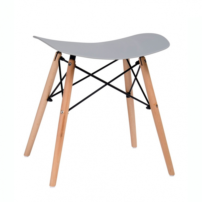 Taburet Alki 48x39 cm, stil scandinav, diverse culori, polipropilena/lemn masiv fag, M002.WHITE - King [15]