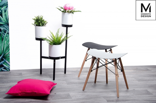 Taburet Alki 48x39 cm, stil scandinav, diverse culori, polipropilena/lemn masiv fag, M002.WHITE - King [7]