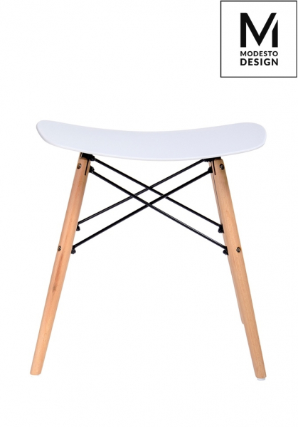 Taburet Alki 48x39 cm, stil scandinav, diverse culori, polipropilena/lemn masiv fag, M002.WHITE - King [2]