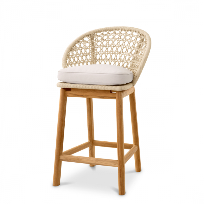   Taburet de bar exterior Trinity țesătură cremă flores alb-off 118369 EICHHOLTZ [1]