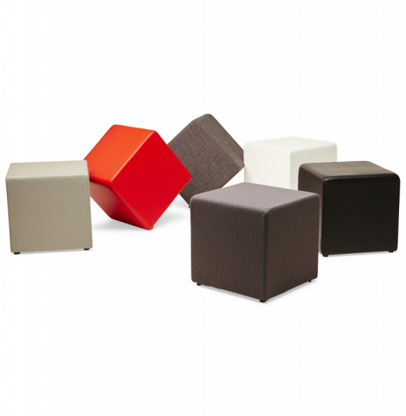 Taburet de design cub RUBIK rosu 41x41 cm piele sintetică premium, LS00750RE - Kokoon [9]