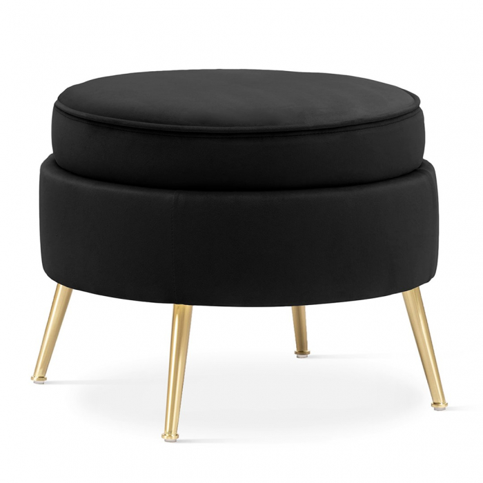 Taburet rotund personalizabil Chim, picioare metal auriu/crom, MUSZPOSTGR2XXXP - Atreve [7]