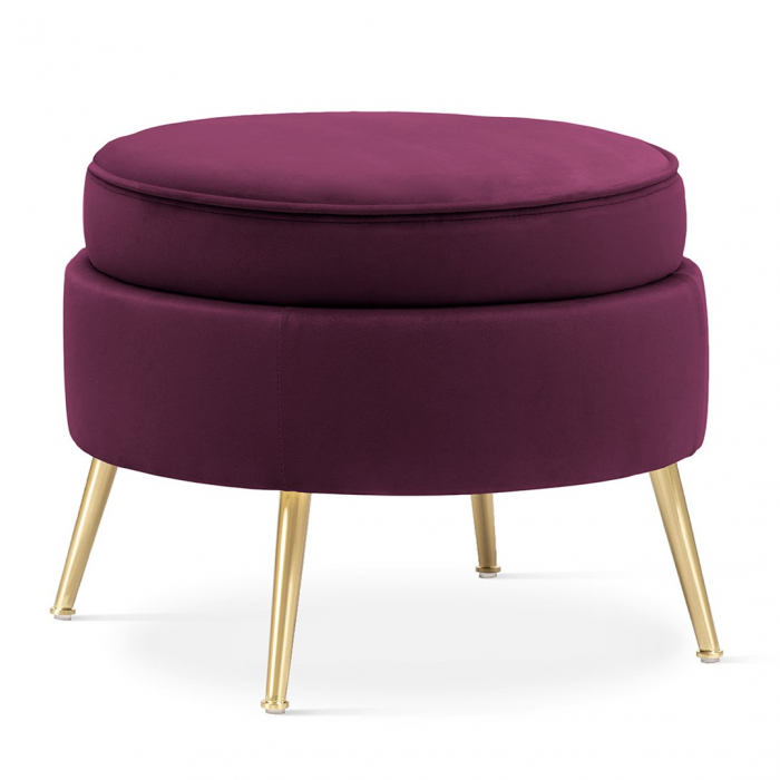 Taburet rotund personalizabil Chim, picioare metal auriu/crom, MUSZPOSTGR2XXXP - Atreve [5]