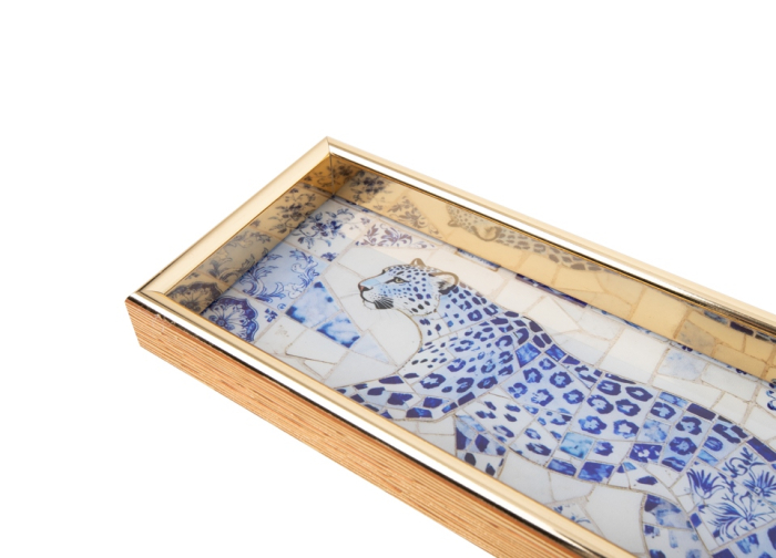 Tavă Decorativă Amazonia 10,9x27,9x3 cm, Sticlă și Plastic Albastru - SHP [4]