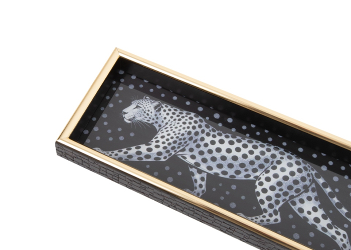 Tavă Decorativă Jungle 10,9x27,9x3 cm, Sticlă și Plastic Alb - SHP [4]