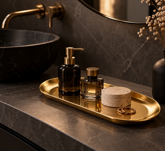 Tavă decorativă Midas M, Metal Auriu Lucios - SHP [2]