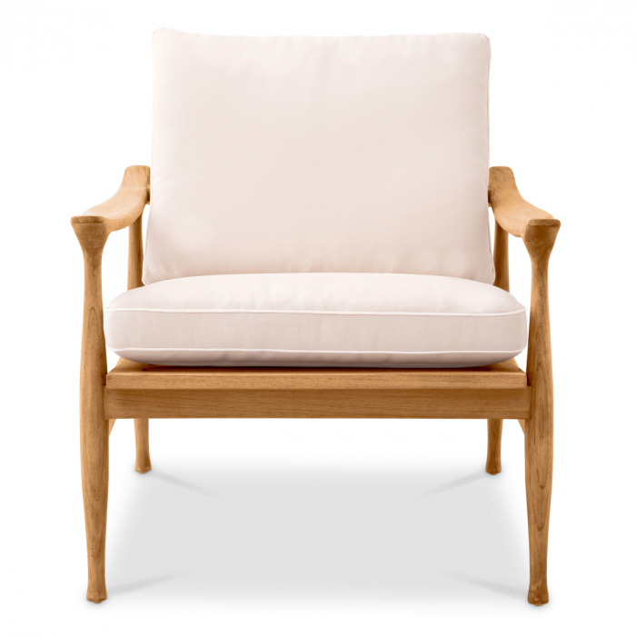   Scaun de exterior Manzo din teak natural flores alb-off incl. perne 116226 EICHHOLTZ [3]