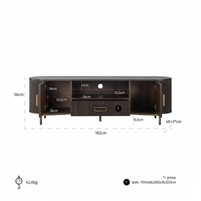 TV-Unit Luxor cu 2 uși și 1 sertar (maro), 7753 - Richmond Interiors [4]