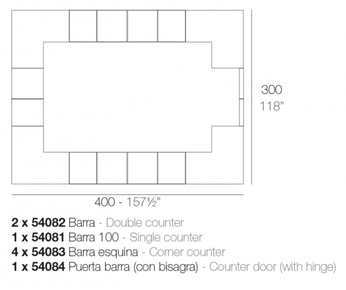 Usa pentru bar Vela 100 cm cu balama, 54084 - Vondom [5]