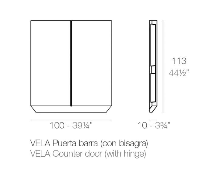 Usa pentru bar Vela 100 cm cu balama, 54084 - Vondom [2]