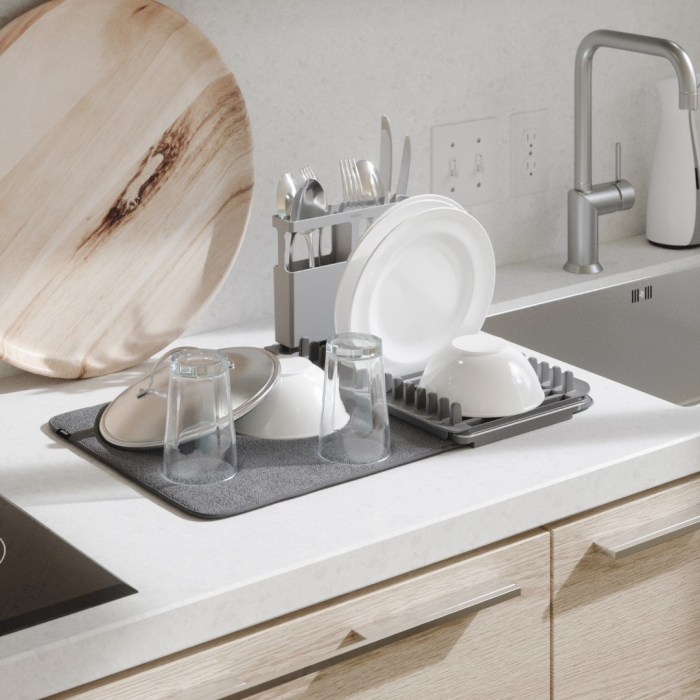 Uscător de Vase Udry 51x17x57 cm, Microfibră Gri Deschis - Umbra [4]