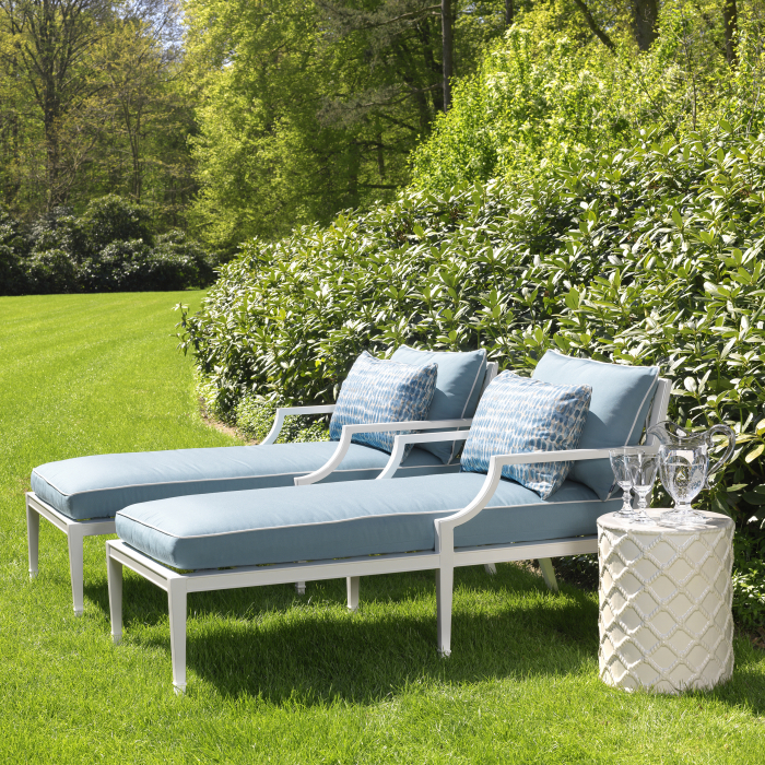   Șezlong exterior Bella Vista alb cu Sunbrella albastru mineral 113221 EICHHOLTZ [5]