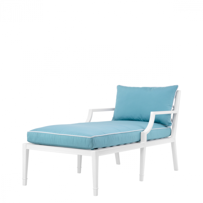   Șezlong exterior Bella Vista alb cu Sunbrella albastru mineral 113221 EICHHOLTZ [3]