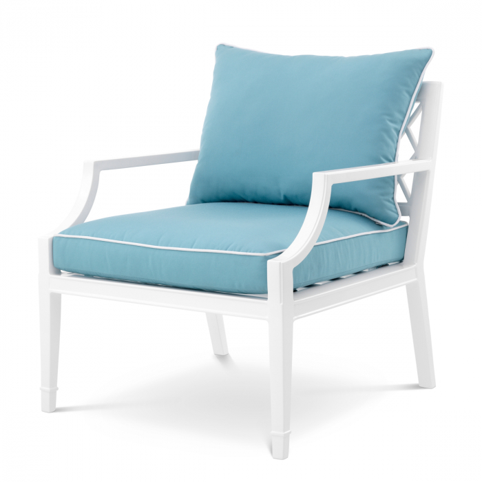   Scaun exterior Bella Vista alb sunbrella albastru mineral 113220 EICHHOLTZ [1]