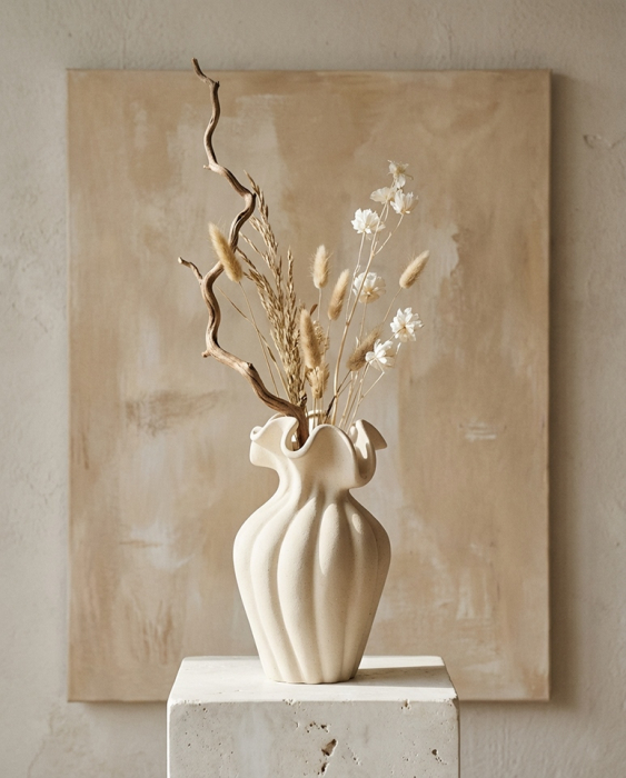 Vază Decorativă Portico 12x12x21 cm, Ceramică Bej - SHP [4]