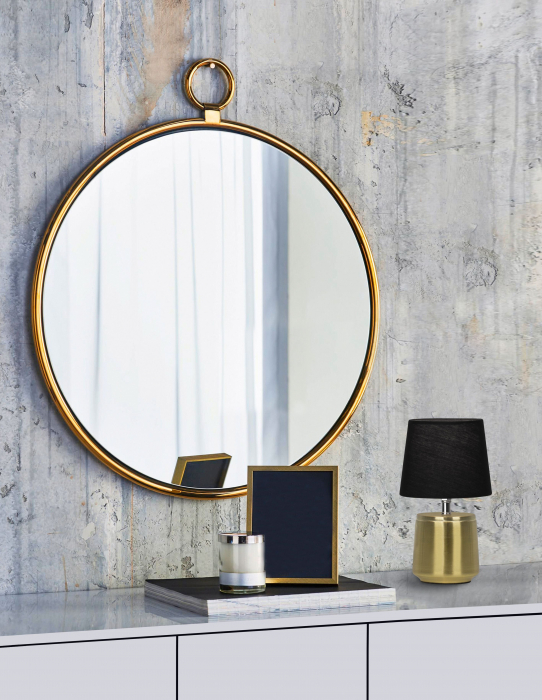 Veioza alba/gri/negru-auriu rotunda Vilda, baza metal, abajur textil, 8805202 - Novaluce [6]