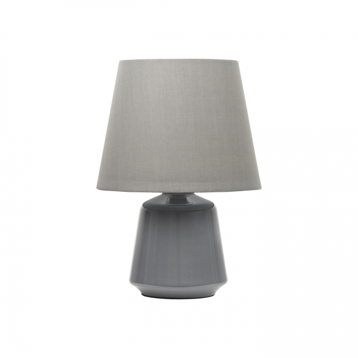Veioza alba/gri rotunda Rocsa, baza metal, abajur textil, 8807002 - Novaluce [1]