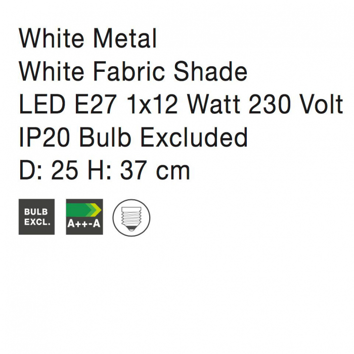 Veioza alba/gri rotunda Rocsa, baza metal, abajur textil, 8807002 - Novaluce [5]