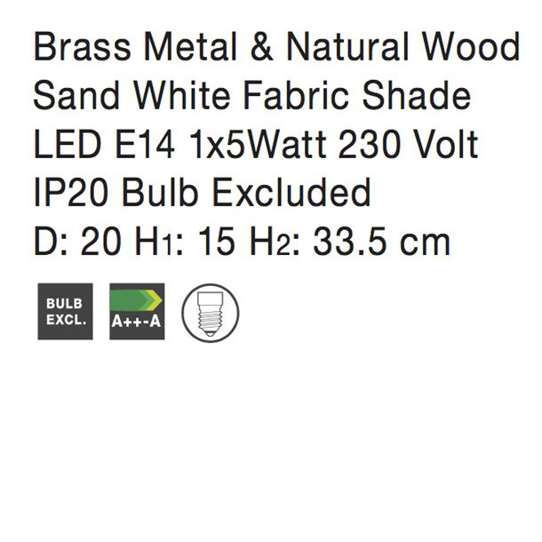 Veioza argintie/cupru/aurie Ponse baza din metal si lemn, abajur textil, 7605168 - Novaluce [4]