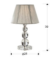 Veioza dimabila rotunda argintie Grama, Ø 25 cm, abajur fir textil, baza acril, 662110 - Schuller [2]