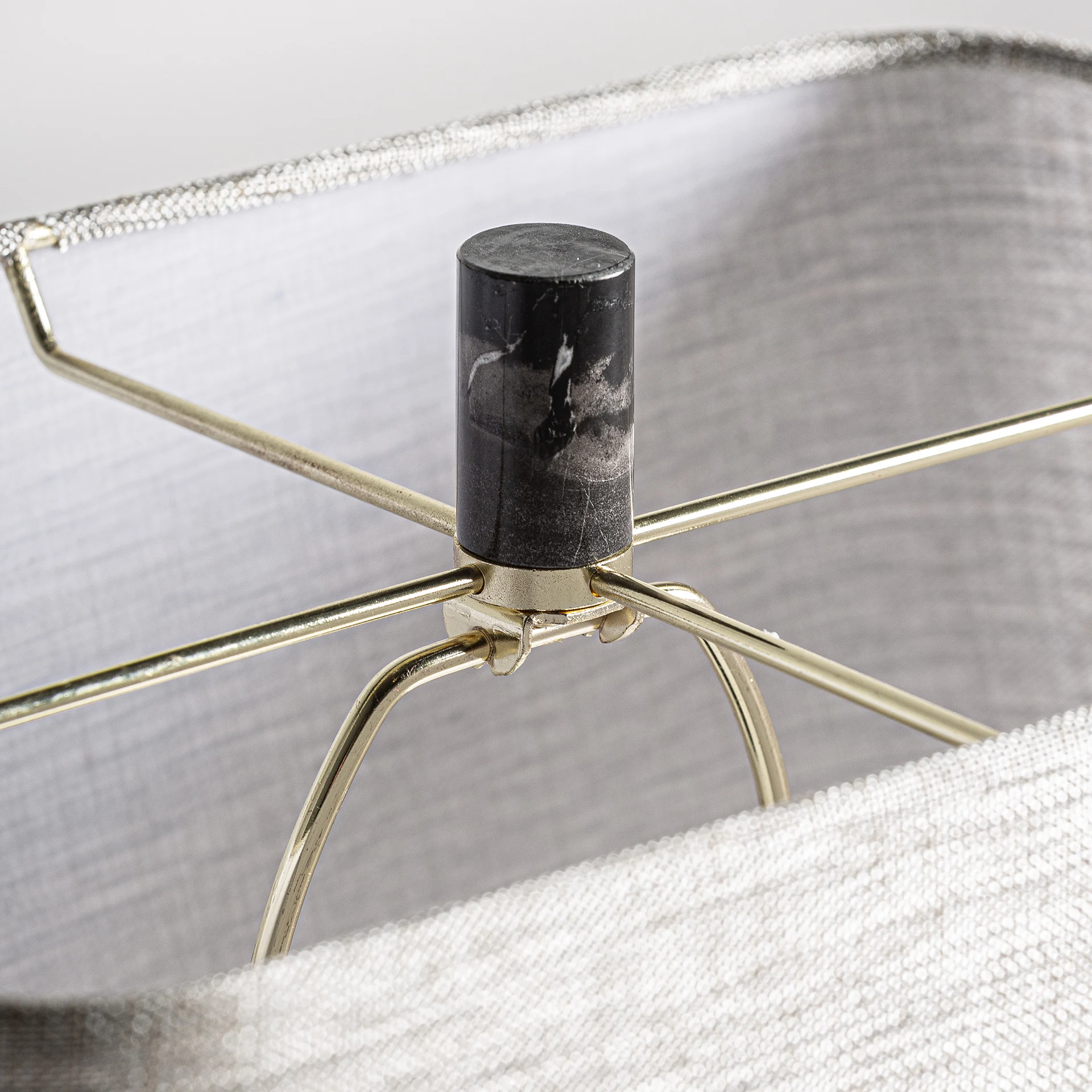 Veioza din Marmura, Metal si Poliester, Negru, 38x25x76 cm, Stil Art Deco - VicalHome 36150 [5]